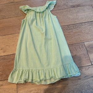 Charming Green Striped Ruffle Dress for Kids